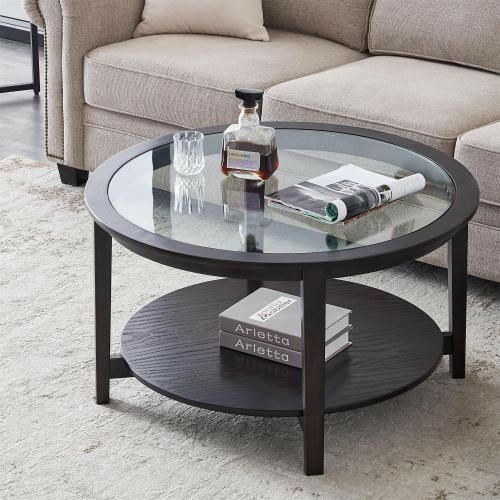 Solid wood round coffee table