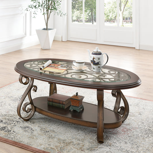 Coffee Table with Glass Table Top