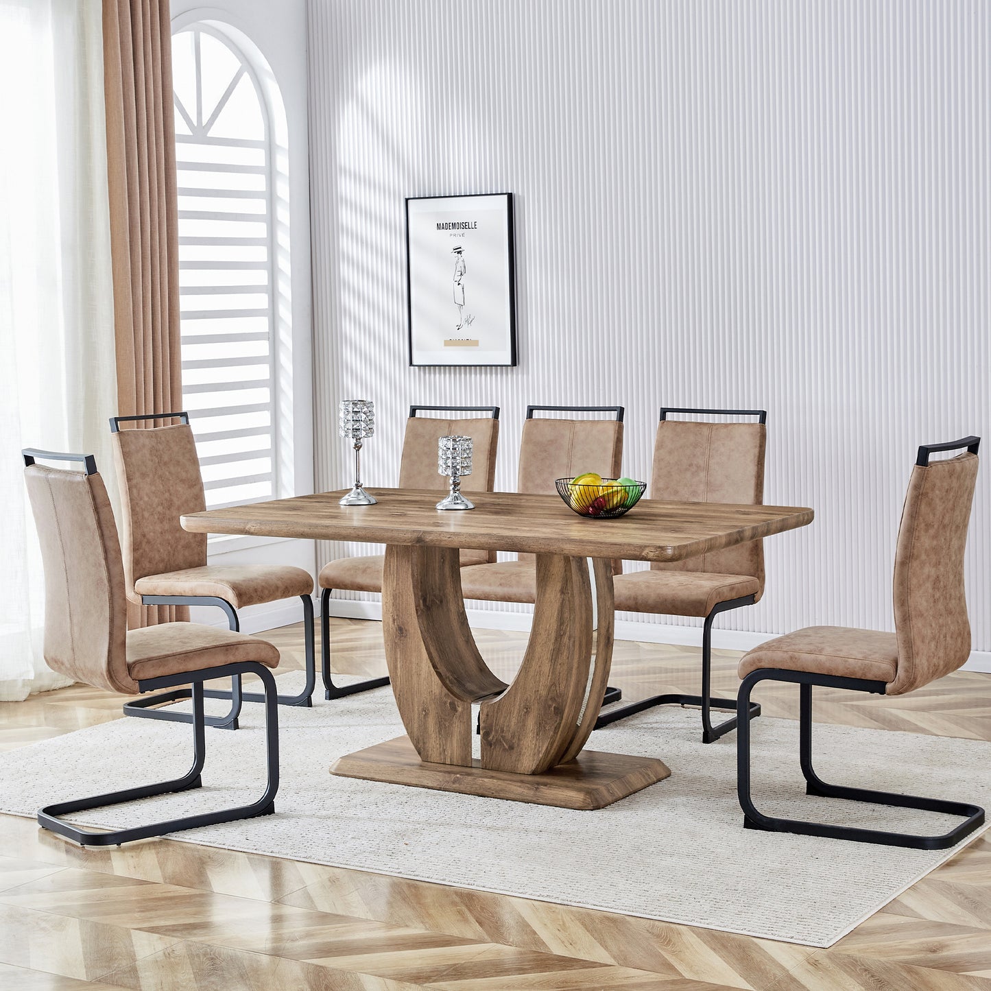 Luxurious 7-Piece Contemporary Dining Room Table and Chairs Set