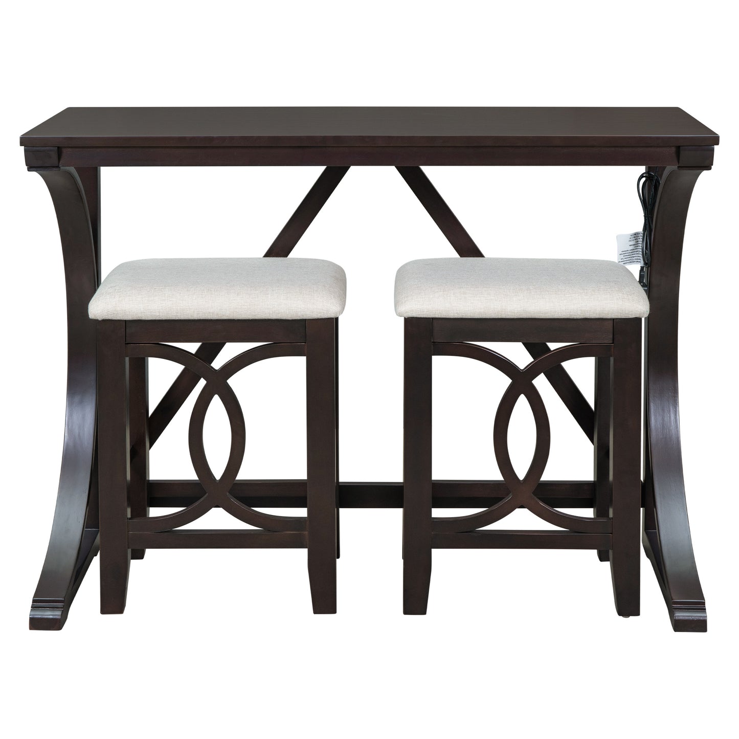 3-Piece Counter Height Dining Table Set with USB Port