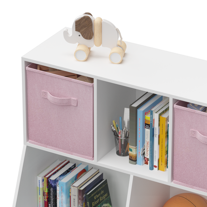 Kids Bookcase with Collapsible Fabric Drawers