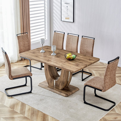 Luxurious 7-Piece Contemporary Dining Room Table and Chairs Set