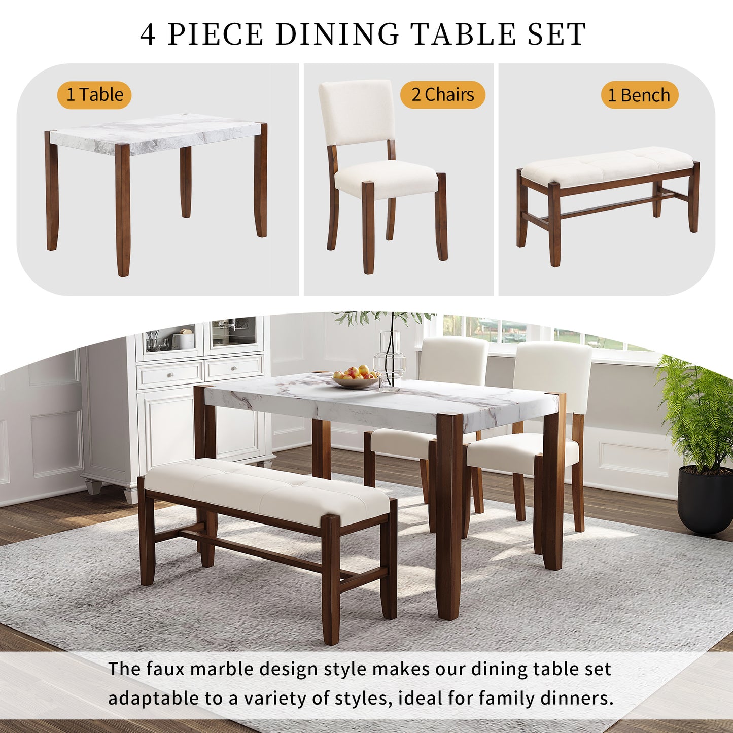 Contemporary 4-Piece Dining Room Furniture Collection