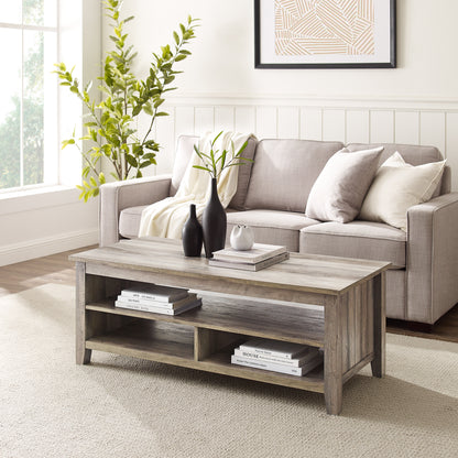 Panel Coffee Table with Lower Shelf