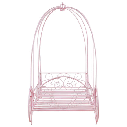 Stylish Pink Twin Size Canopy Bed Frame for Girls